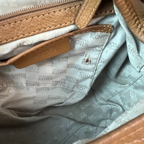 Michael Kors Fulton Camel Brown Leather Satchel Shoulder Bag - Picture 7 of 7